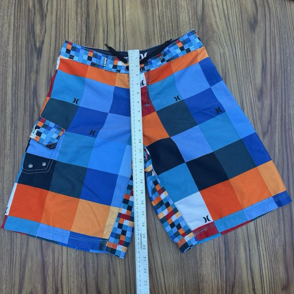 HURLEY‎ Mens Size 20/20/20 RAINBOW PLAID COLOR BLOCK BOARD SHORTS SWIM Trunks